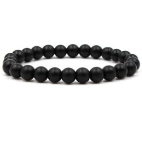 Classic Black Matte Green Malachite Bracelets Suitable Women Men Elastic Strand Jewelry (Option: Black-2pcs)