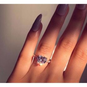 Ins best selling inlaid AAA zircon heart-shaped ring wish new European and American engagement party ring jewelry (Option: 10-White gold)
