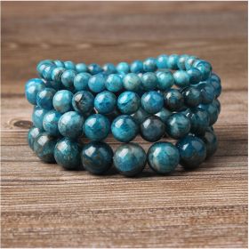 Natural Blue Apatite Bracelets Are Suitable For Men And Women To Wear Elastic Beaded Jewelry (Option: 6mm 2pcs)