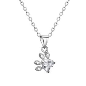 New Cat Bear Dog Paw Ring for Women Jewelry Sets (Option: Sliver white necklace)