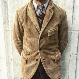 Cross-Border Hot Style Men's Casual Fashion Solid Color  Lining Jacket Men (Option: Yellow-L)
