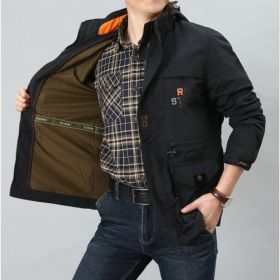 Men's Medium To Long Casual Outdoor Hooded Plus Size Jacket (Option: Black 1-3XL)