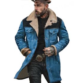 Suede Multicolor Jacket Multi-pocket Zipper (Option: Blue-M)