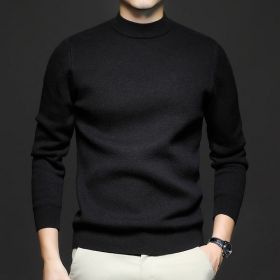 Men's Sweater Worsted Sweater Knitted Long Sleeve (Option: Piano Black-XXL)