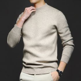 Men's Sweater Worsted Sweater Knitted Long Sleeve (Option: Elegant Beige Camel-3XL)