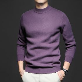 Men's Sweater Worsted Sweater Knitted Long Sleeve (Option: Nobility Purple-4XL)