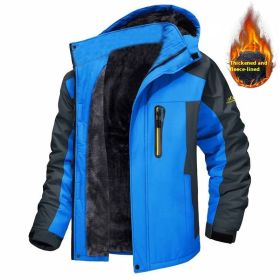 Casual Fleece And Thick Men's Mid-length Coat (Option: Blue-XL)