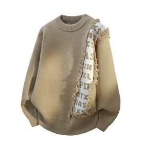 Fashionable Knitted Pullover Men's Long Sleeve (Option: Khaki-M)