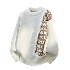 Fashionable Knitted Pullover Men's Long Sleeve (Option: WHITE A-L)