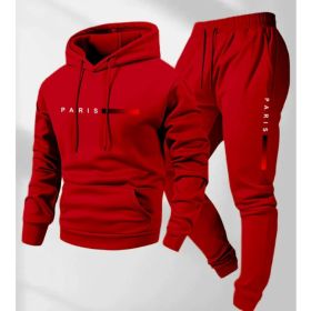 Women's Loose-fit Hoodie Jacket With Long Sleeves And Matching Pants (Option: Red-M)