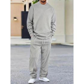 Mens Basic Minimalist Solid-Color Suit (Option: Light Gray-L)