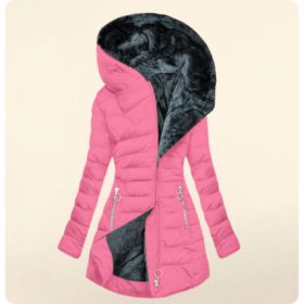Slim-fit Cotton-padded Jacket Coat Hooded (Option: Pink-XXL)