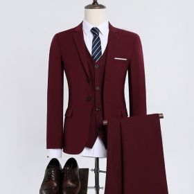 New Mens Formal Trousers For Suits And Professional Outerwear (Option: Wine Red-4XL-Two buttons)