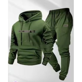 Women's Loose-fit Hoodie Jacket With Long Sleeves And Matching Pants (Option: Dark green suit-S)