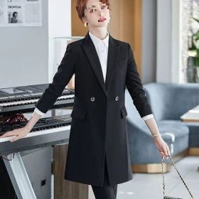 Elegant Korean-style Casual Blazertrench Coat (Option: Black-2XL)