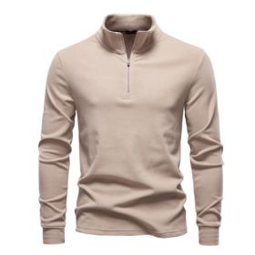 Men's Knitwear Top Half Zipper (Option: Khaki-S)