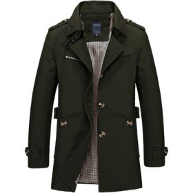 Men's casual jacket mid-length trench coat (Option: Army Green-XL)