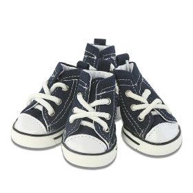 Pet Shoes Denim Canvas Breathable And Comfortable (Option: Denim Shoes Blue-No 2)