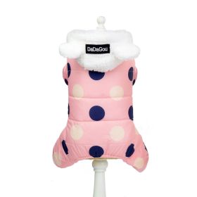 Warm big polka dot four-leg cotton coat (Option: Pink-L)