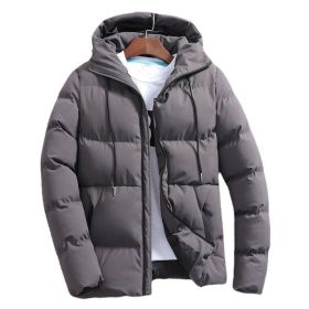 New Men's Pure Cotton Padded Jacket Hooded Coat (Option: Dark Grey-6XL)