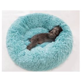 Round Long Hairy Autumn And Winter Nest Pad Cat Mattress (Option: Green-100cm)