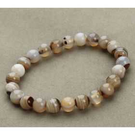 Aventurine Blue Sandstone Beads Round Bead Bracelet Bracelet (Option: Light coffee stripe)