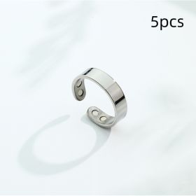 Anti Snoring Ring Stopper Sleeping Breath Aid Acupressure Treatment Stop Snore Health Care Magnetic Therapy Finger Ring Healthy Jewelry (Option: Steel Color 5pcs)