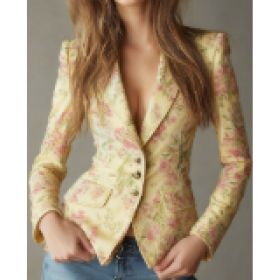 Retro-style Floral Print Velvet Slim-fit Suit Jacket (Option: 7style-M)