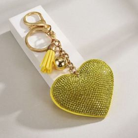 Heart-shaped Rhinestone Leather Keychain With Tassels (Option: 04)