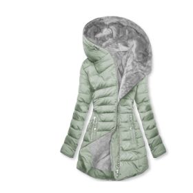 Slim-fit Cotton-padded Jacket Coat Hooded (Option: Light Green-S)