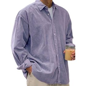 Casual Loose Men's Autumn And Winter Thick Shirt Jacket (Option: Purple-S)