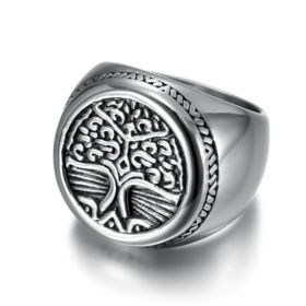 Asgard Crafted Handcrafted Stainless Steel Celtic Tree Of Life Circular Ring (Option: 12)