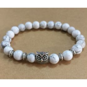 Natural Stone Owl Head Yoga Bracelet (Option: 2-White pine)