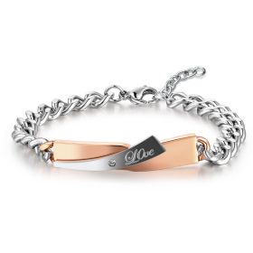 Couple Cross-design Bracelet (Option: Gold tail chain)