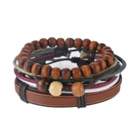 Leather Bracelet Men Multilayer Bead Bracelet Punk Wrap Bracelets for Women Vintage punk Men Jewelry (Option: 2)