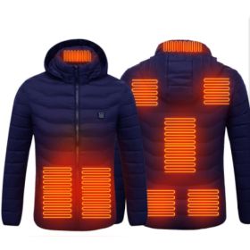 New Heated Jacket Coat USB Electric Jacket Cotton Coat Heater Thermal Clothing Heating Vest Men's Clothes Winter (Option: Blue Zone8-6XL)
