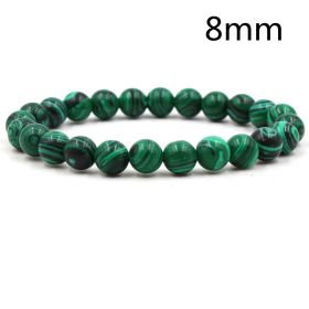 Classic Black Matte Green Malachite Bracelets Suitable Women Men Elastic Strand Jewelry (Option: Green-8 mm)
