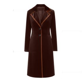 Stylish And Sophisticated Velvet Coat For Women (Option: Brown-L)