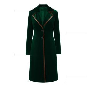 Stylish And Sophisticated Velvet Coat For Women (Option: Dark Green-L)