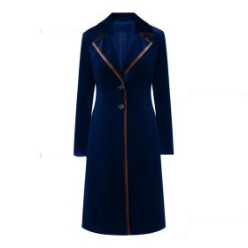 Stylish And Sophisticated Velvet Coat For Women (Option: Dark Blue-L)