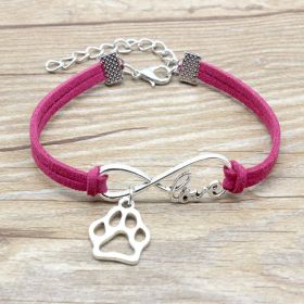 Jewelry Simple Style Hand-woven Infinite Love Pet Bracelet (Option: Rose Red)