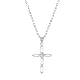Diamond Cross Necklace Female Cross Pendant Clavicle Chain (Option: White KK1574)