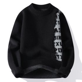 Fashionable Knitted Pullover Men's Long Sleeve (Option: Black-M)