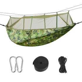 1Pc 600lbs Load 2 Persons Hammock With Mosquito Net Outdoor Hiking Camping Hommock Portable Nylon Swing Hanging Bed With Strap Hook Carry Bag (Option: Camouflage)