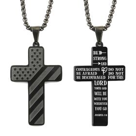 Cross Flag Necklace Hip Hop Titanium Steel (Option: Style 6 Black)