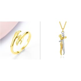 Alloy Simple Hands Hug Ring Opening Adjustable Jewelry (Option: Gold set1-1PC)
