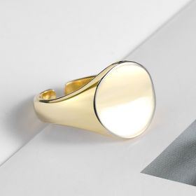 Oval smooth ring atmosphere index ring fashion (Option: Gold)