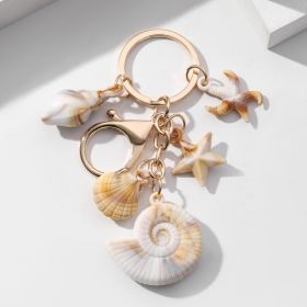 Simulation Shell Conch Starfish Five-pointed Star Pendant Keychain (Option: Style 1)