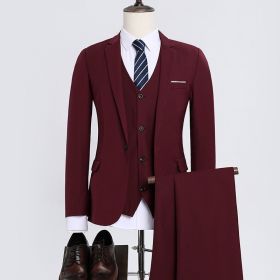 New Mens Formal Trousers For Suits And Professional Outerwear (Option: Wine Red-3XL-One button)