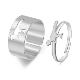 Hot Selling Creative Personality Butterfly 2-Piece Set Ins Same Punk Style Couple Ring (Option: P)